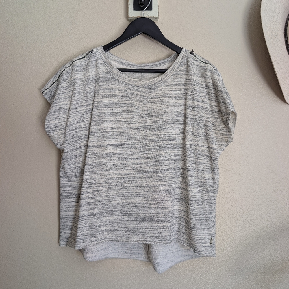 MNY Spacedye Sleeveless Terry Sweatshirt with Zipper Shoulder Detail Medium